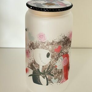 J&S 16oz Frosted Glass Tumbler with Matching Lid